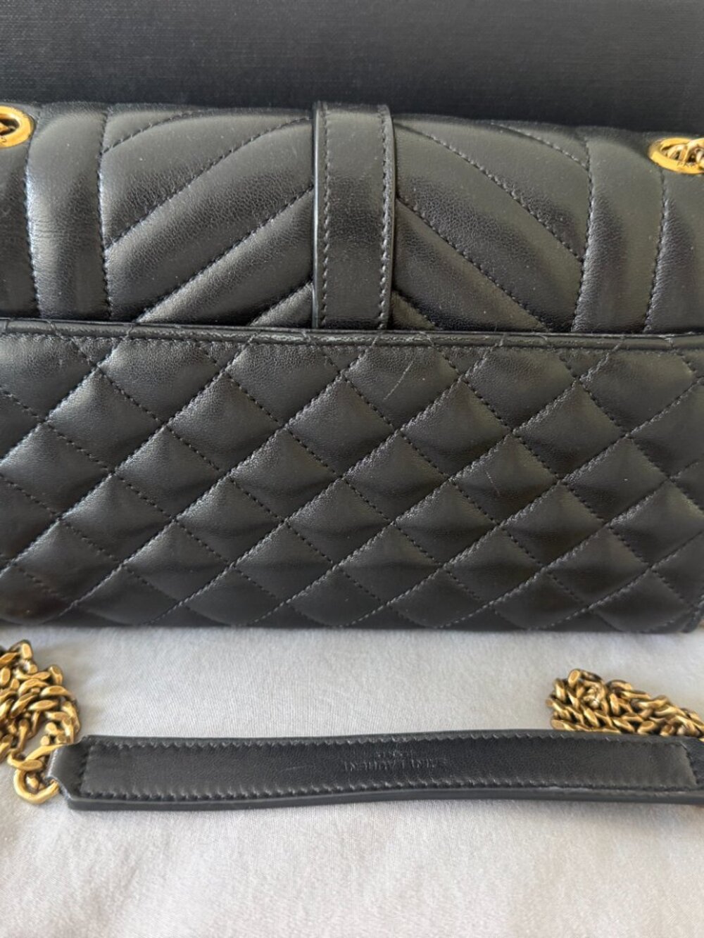 YSL Envelope Bag, Small — Black Matelassé Lambskin - Picture 2 of 6